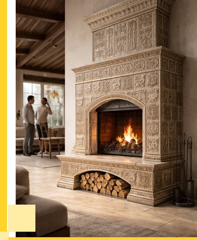 Купить изразцовый камин в Жигулёвске от 252975 р. | ЭриданЖгл