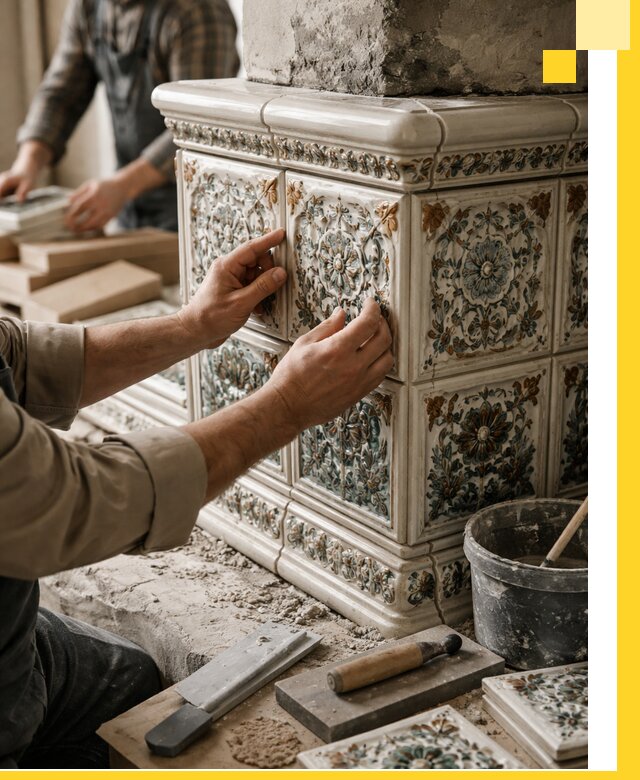 Изразцовые камины под ключ в Жигулёвске: проект и монтаж