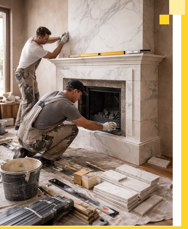 Отделка каминов в Жигулёвске качественные облицовочные работы