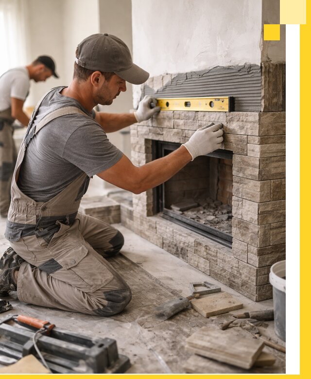 Облицовка каминов в Жигулёвске, монтаж и отделка натуральным камнем