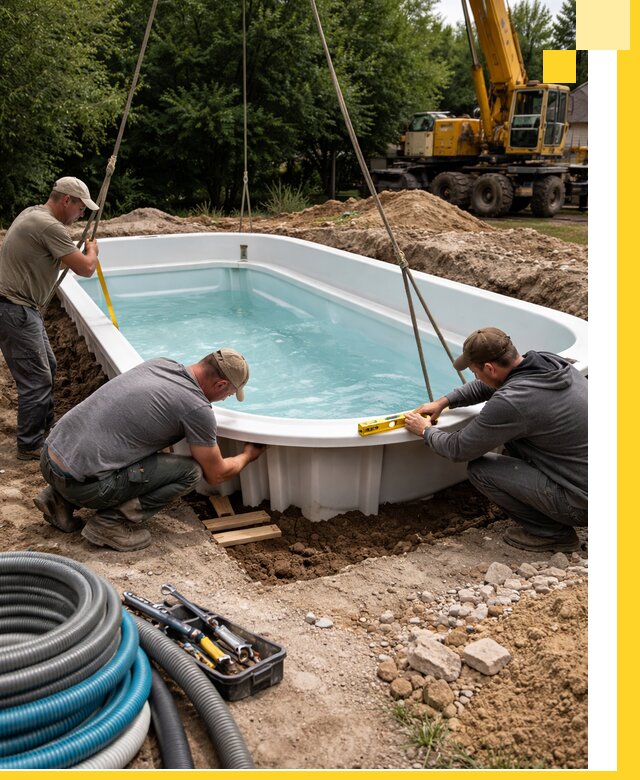 Установка и монтаж композитных бассейнов под ключ в Жигулёвске