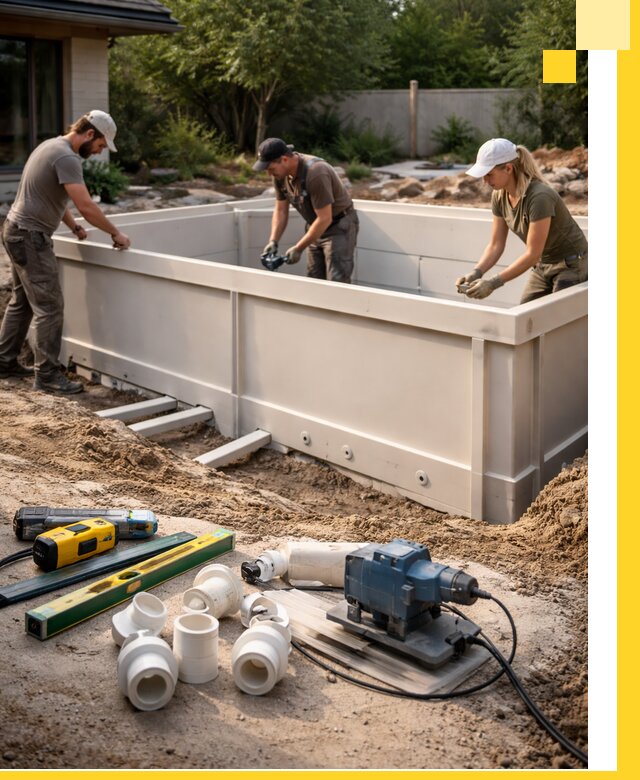 Установка полипропиленовых бассейнов под ключ в Жигулёвске