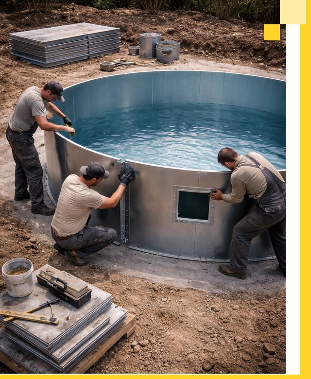 Круглые бассейны под ключ в Жигулёвске проектирование и монтаж