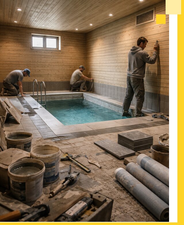 Строительство бани с бассейном и сауной под ключ в Жигулёвске