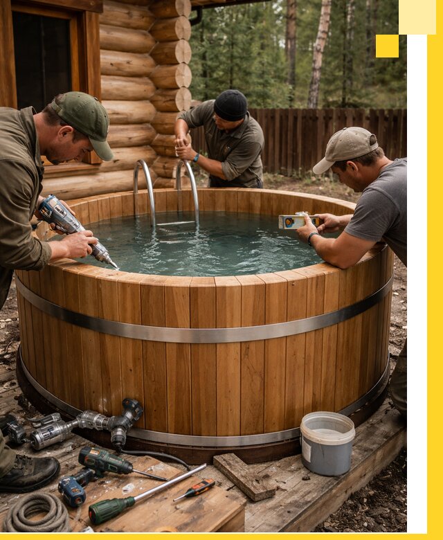 Строительство бань с купелью под ключ и отделкой в Жигулёвске