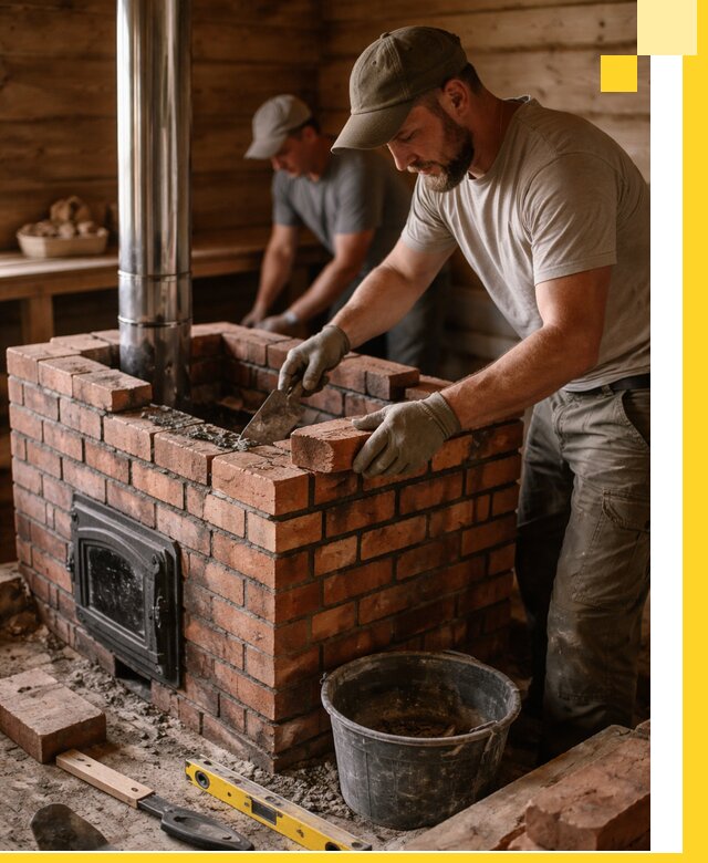 Кирпичные печи для бани под ключ в Жигулёвске, проект и монтаж