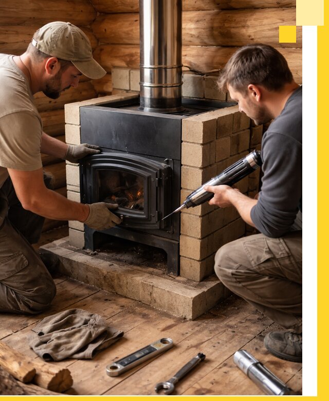 Монтаж и установка печи в бане под ключ с гарантией в Жигулёвске