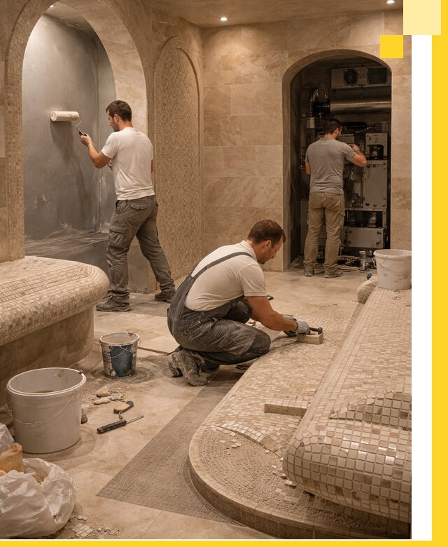 Строительство бани с хамамом и бассейном под ключ в Жигулёвске