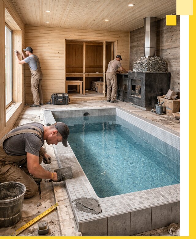 Проект бани с бассейном и сауной в Жигулёвске под ключ