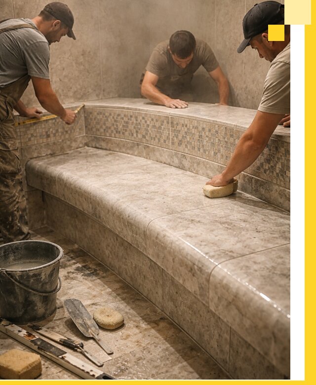 Изготовление и установка сидений для хамама в Жигулёвске