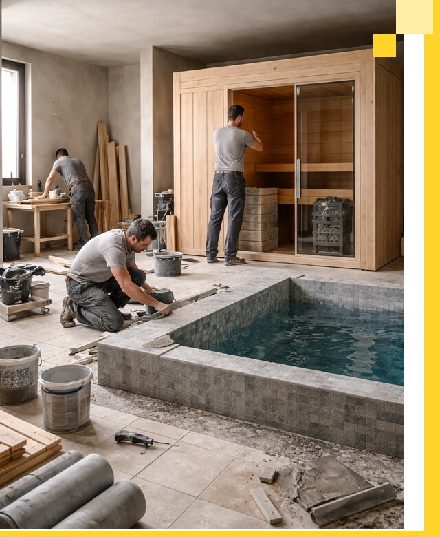 SPA зоны под ключ с бассейном сауной и печью в Жигулёвске